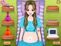 Cute girl giving birth - baby game